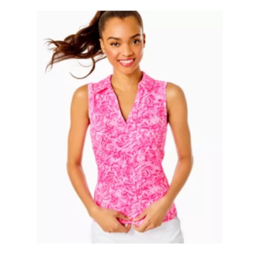 Lilly Pulitzer Pink Sleeveless V-Neck Printed Tank